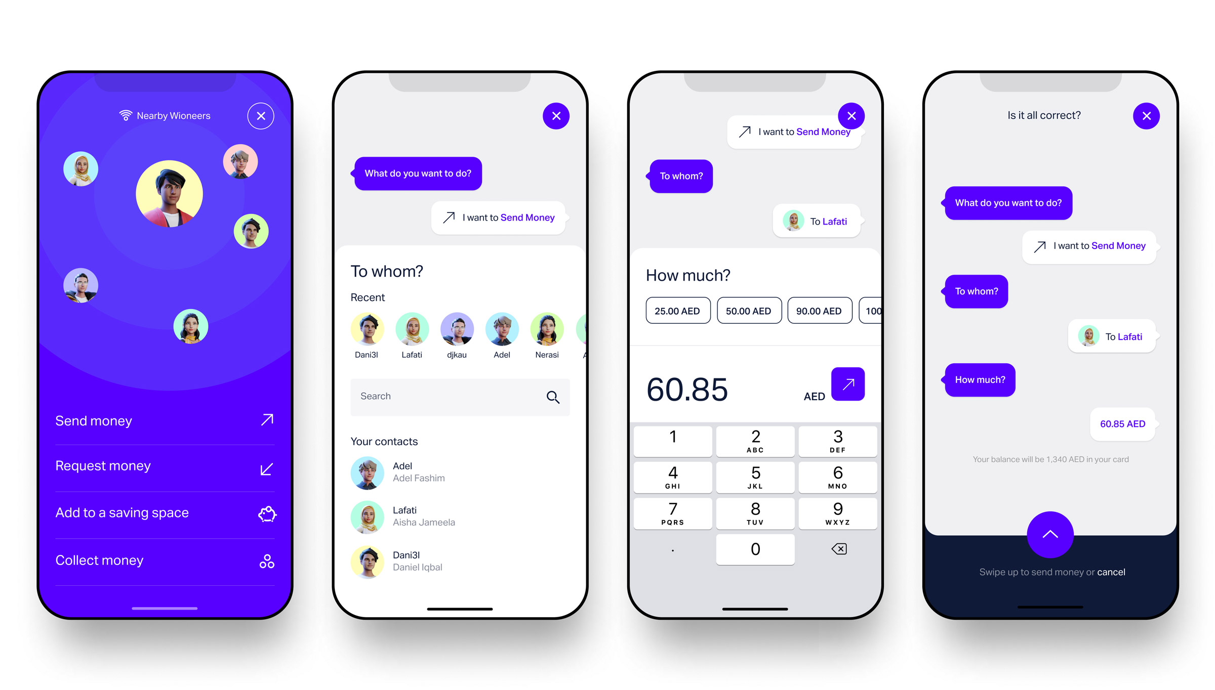 Vista de de un proceso de transaccion de dinero
