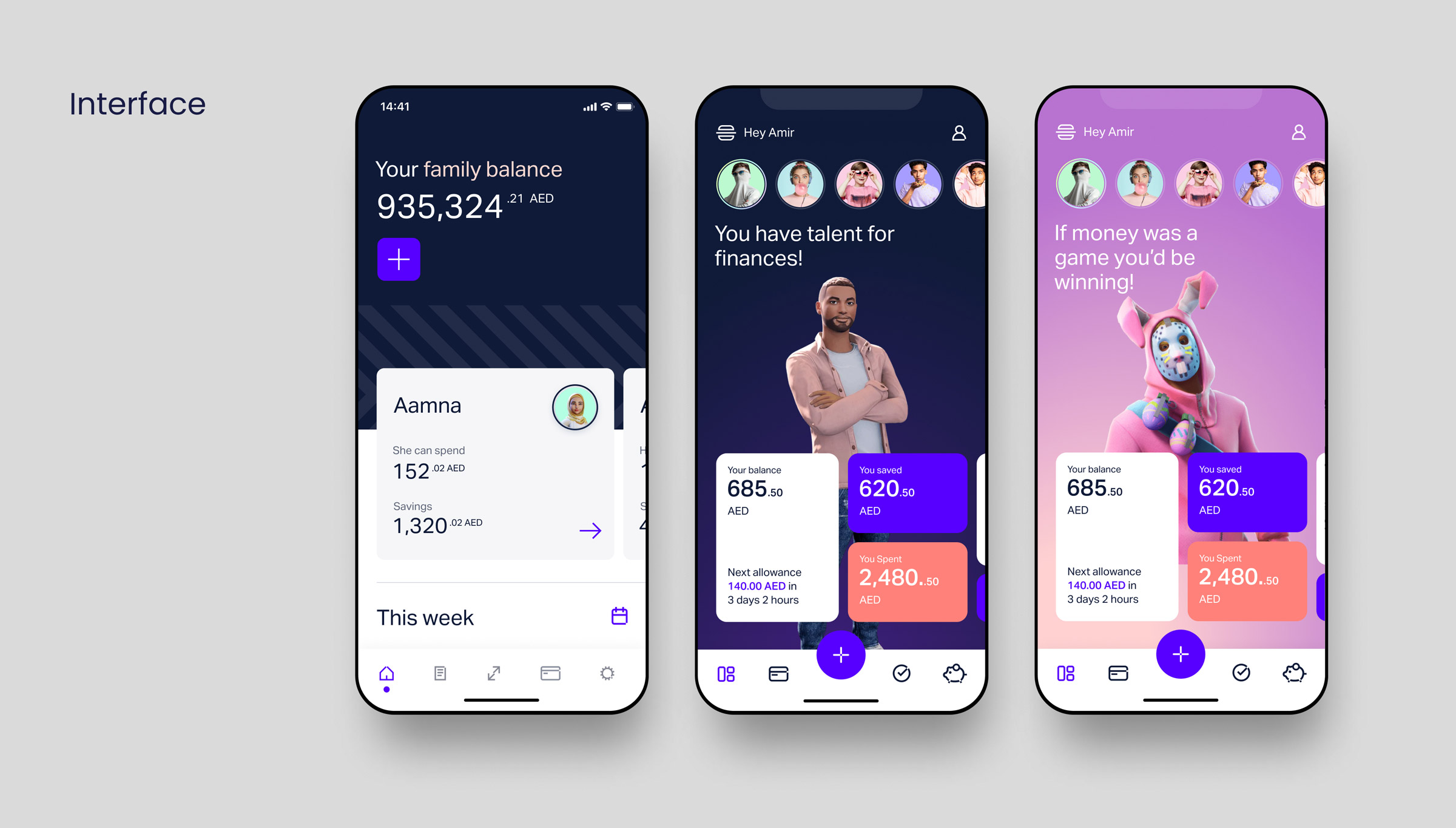 Diferentes vistas y pantallas de la aplicación